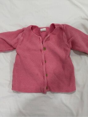 H&M Pink Knit Baby Cardigan with Wooden Buttons